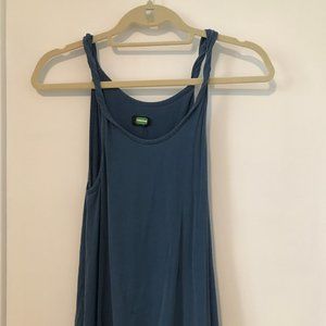 Nave Blue Twist Sleeve Tank Top